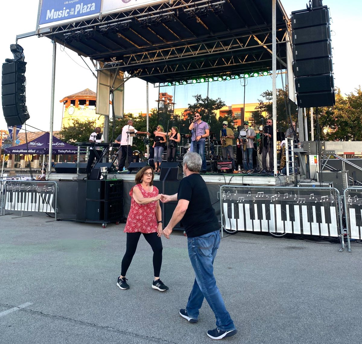 A couple dancing during a Music in the Plaza concert